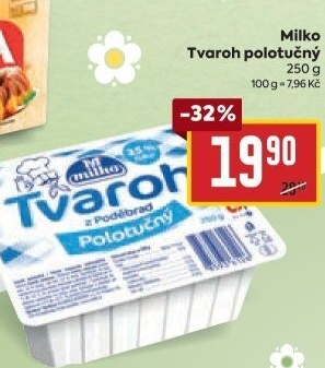 Tvaroh polotučný z Poděbrad Milko