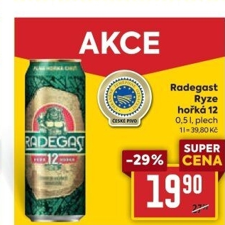 Pivo světlý ležák 12° Ryze hořká Radegast