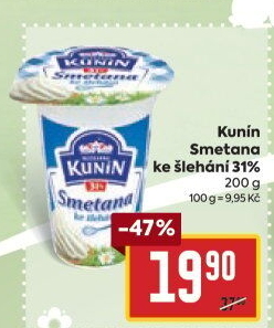 Smetana ke šlehání Mlékárna Kunín 31%