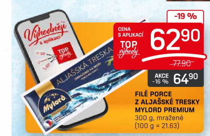 Aljašská treska filé bez kosti mražené Premium Mylord