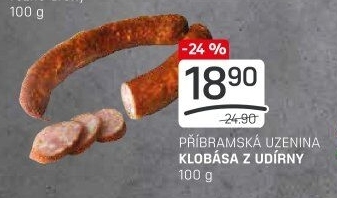 Klobása z udírny Příbramská uzenina
