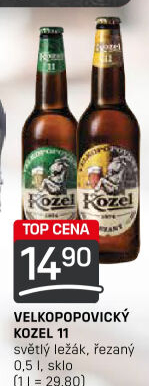 Pivo světlý ležák 11° Medium Velkopopovický Kozel