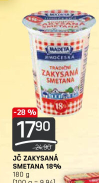 Smetana zakysaná Jihočeská Madeta 18%