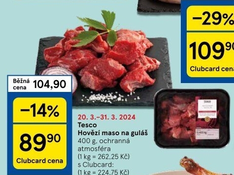 Hovězí maso na guláš Tesco