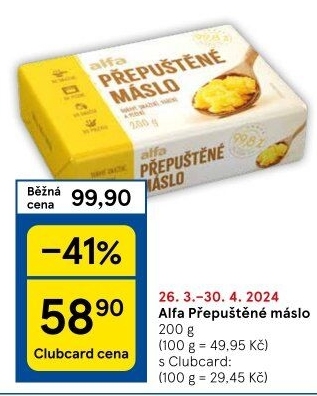 Přepuštěné máslo Alfa