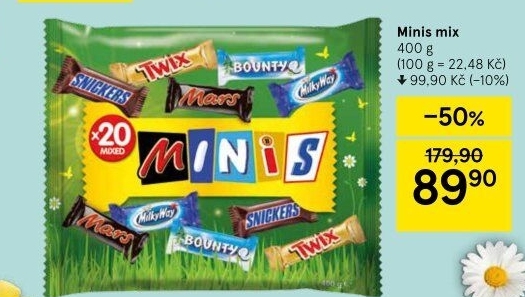 Tyčinky čokoládové Mix Minis Mars
