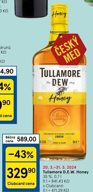 Whiskey irská Honey Tullamore Dew