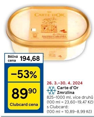 Zmrzlina ve vaničce Carte D'