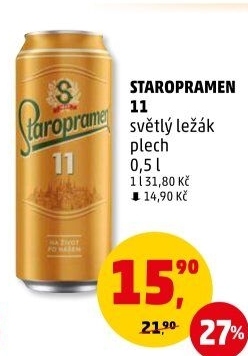 Pivo světlý ležák 11° Staropramen