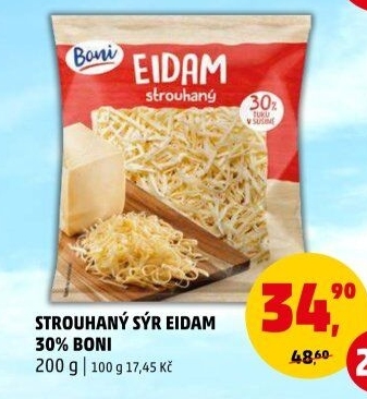 Sýr Eidam 30% strouhaný Boni