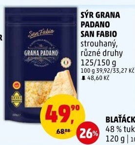 Sýr strouhaný Grana Padano San Fabio