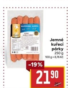 Kuřecí jemné párky DZ Klatovy