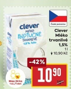 Mléko trvanlivé Clever - 1,5% polotučné