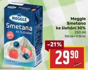 Smetana ke šlehání trvanlivá Meggle 30%