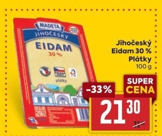 Sýr Eidam Jihočeský 30% Madeta