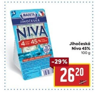 Sýr Niva Jihočeská 45% Madeta