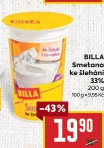Smetana ke šlehání Billa 33%