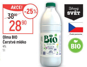 Mléko čerstvé Bio Olma - 3,5% plnotučné