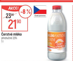 Mléko čerstvé Bohemilk - 3,5% plnotučné