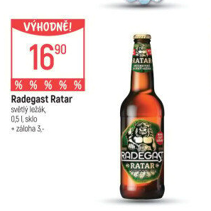 Pivo světlý ležák Ratar Radegast