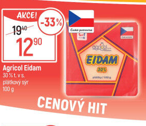 Sýr Eidam 30% Agricol