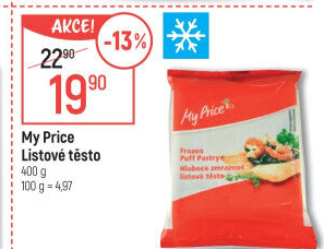 Těsto listové mražené My Price