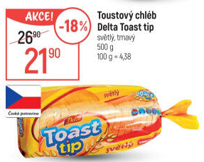 Toustový chléb Toast tip Delta