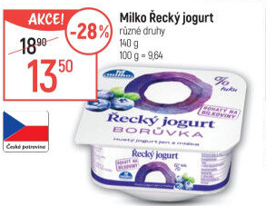 Ochucený jogurt řecký 0% Milko