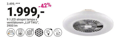LED STROPNÍ LAMPA S VENTILÁTOREM „LUFTIKU“