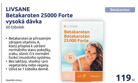Doplněk stravy kapsle Betakaroten 25 000 Forte Livsane