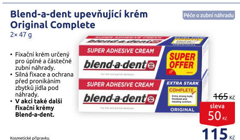 Fixační krém na zubní protézu Complete Blend-a-dent