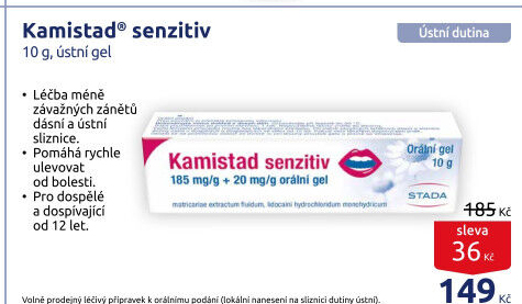 Gel při potížích v dutině ústní Kamistad senzitiv Stada