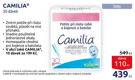 Homeopatika při růstu zubů Camilia