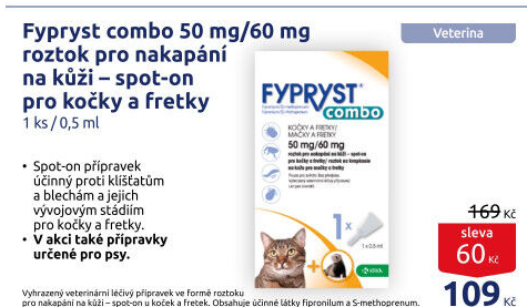 Prevence antiparazitní pro kočky Fypryst Combo Krka