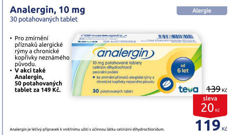Tablety proti alergii Analergin