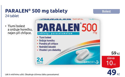 Tablety proti horečce a bolesti 500 Paralen