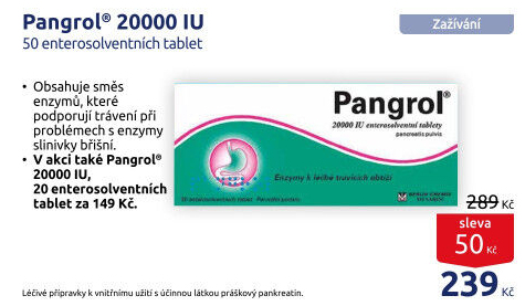 Tablety s enzymy k léčbě trávicích obtíží Pangrol 20 000 Menarini
