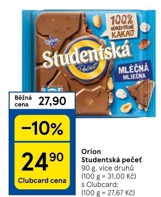 Čokoláda Studentská pečeť Orion