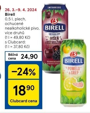 Nealkoholické pivo ochucené Birell