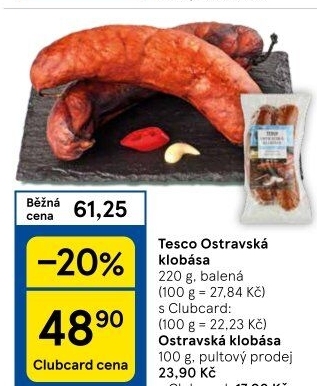 Ostravská klobása Tesco