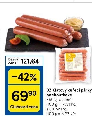 Párky kuřecí pochoutkové DZ Klatovy