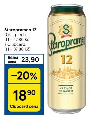 Pivo světlý ležák 12° Staropramen