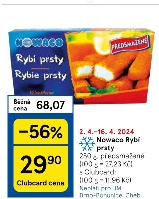 Rybí prsty předsmažené mražené Nowaco