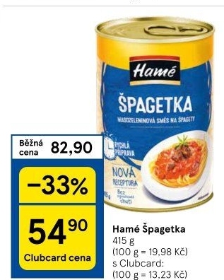 Špagetka Hamé - konzerva