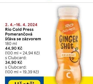 Šťáva Ginger Shot Rio Cold Press
