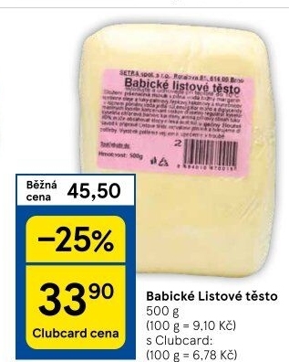 Těsto listové babické Šetra