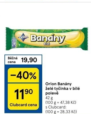 Tyčinka Banány v čokoládě Orion