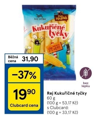 Kukuřičné tyčky bez lepku Rej