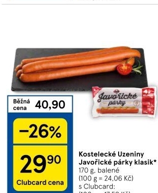 Párky javořické Kostelecké uzeniny
