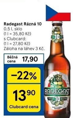 Pivo světlé výčepní Rázná 10° Radegast